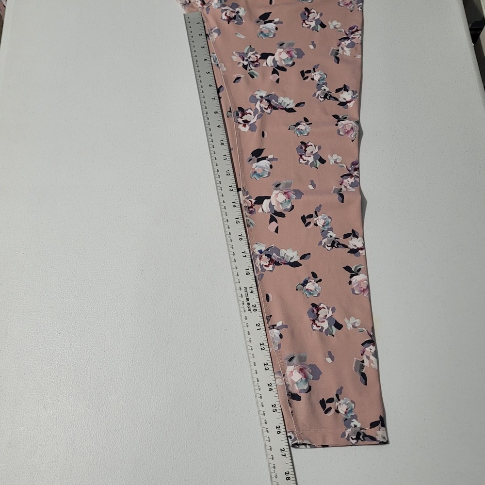 Beyond Yoga Floral High Waisted Leggings XL Pink Purple Striped Waistband USA - Picture 5 of 7